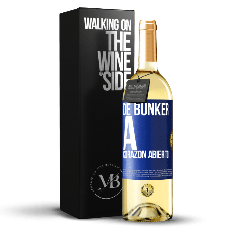 29,95 € Envoi gratuit | Vin blanc Édition WHITE Du bunker au cœur ouvert Étiquette Bleue. Étiquette personnalisable Vin jeune Récolte 2022 Verdejo