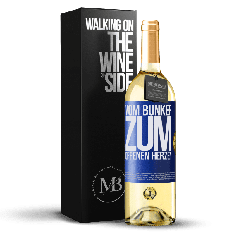 29,95 € Kostenloser Versand | Weißwein WHITE Ausgabe Vom Bunker zum offenen Herzen Blaue Markierung. Anpassbares Etikett Junger Wein Ernte 2023 Verdejo