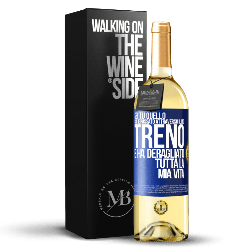 29,95 € Spedizione Gratuita | Vino bianco Edizione WHITE Sei tu quello che è passato attraverso il mio treno e ha deragliato tutta la mia vita Etichetta Blu. Etichetta personalizzabile Vino giovane Raccogliere 2025 Verdejo