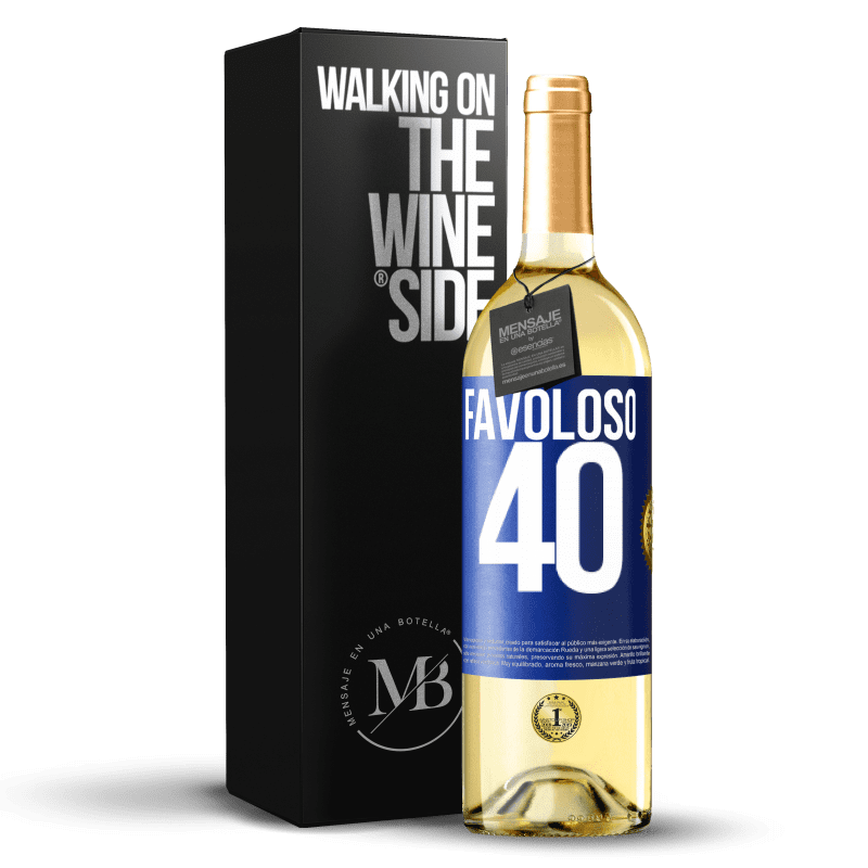 29,95 € Spedizione Gratuita | Vino bianco Edizione WHITE Favoloso 40 Etichetta Blu. Etichetta personalizzabile Vino giovane Raccogliere 2023 Verdejo