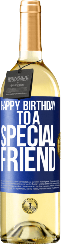 29,95 € | Vinho branco Edição WHITE Feliz aniversário para um amigo especial Etiqueta Azul. Etiqueta personalizável Vinho jovem Colheita 2024 Verdejo