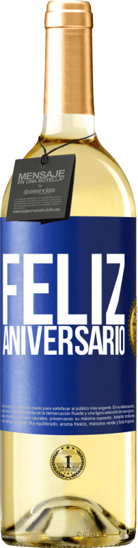 29,95 € | Vinho branco Edição WHITE Feliz aniversario Etiqueta Azul. Etiqueta personalizável Vinho jovem Colheita 2023 Verdejo