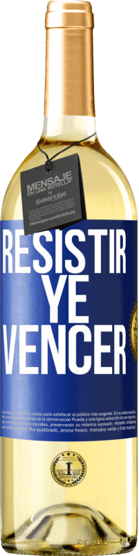 Envío gratis | Vino Blanco Edición WHITE Resistir ye vencer Etiqueta Azul. Etiqueta personalizable Vino joven Cosecha 2023 Verdejo