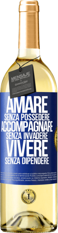29,95 € Spedizione Gratuita | Vino bianco Edizione WHITE Amare senza possedere, accompagnare senza invadere, vivere senza dipendere Etichetta Blu. Etichetta personalizzabile Vino giovane Raccogliere 2025 Verdejo