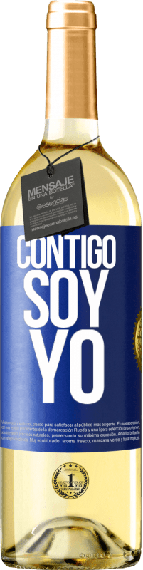 29,95 € Envío gratis | Vino Blanco Edición WHITE Contigo soy yo Etiqueta Azul. Etiqueta personalizable Vino joven Cosecha 2025 Verdejo