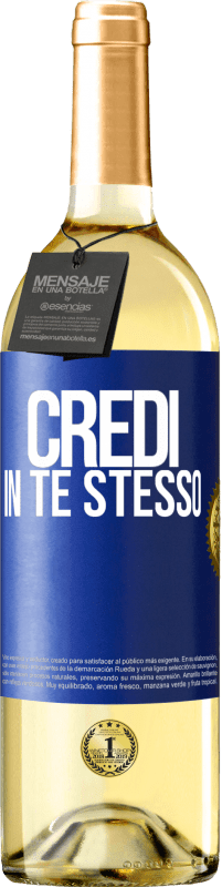 Spedizione Gratuita | Vino bianco Edizione WHITE Credi in te stesso Etichetta Blu. Etichetta personalizzabile Vino giovane Raccogliere 2023 Verdejo