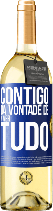 29,95 € | Vinho branco Edição WHITE Contigo dá vontade de viver tudo Etiqueta Azul. Etiqueta personalizável Vinho jovem Colheita 2025 Verdejo