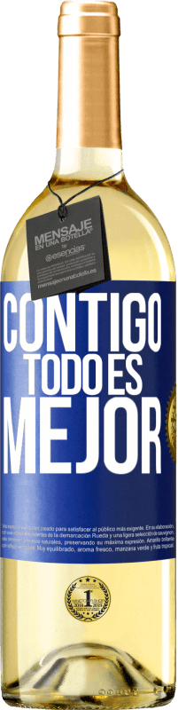 29,95 € | Vino Blanco Edición WHITE Contigo todo es mejor Etiqueta Azul. Etiqueta personalizable Vino joven Cosecha 2024 Verdejo