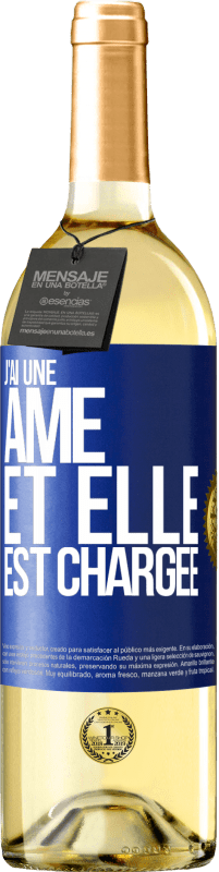 29,95 € Envoi gratuit | Vin blanc Édition WHITE J'ai une âme et elle est chargée Étiquette Bleue. Étiquette personnalisable Vin jeune Récolte 2025 Verdejo
