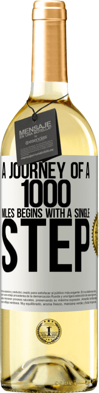 29,95 € 送料無料 | 白ワイン WHITEエディション 千マイルの旅は一歩から始まります ホワイトラベル. カスタマイズ可能なラベル 若いワイン 収穫 2023 Verdejo