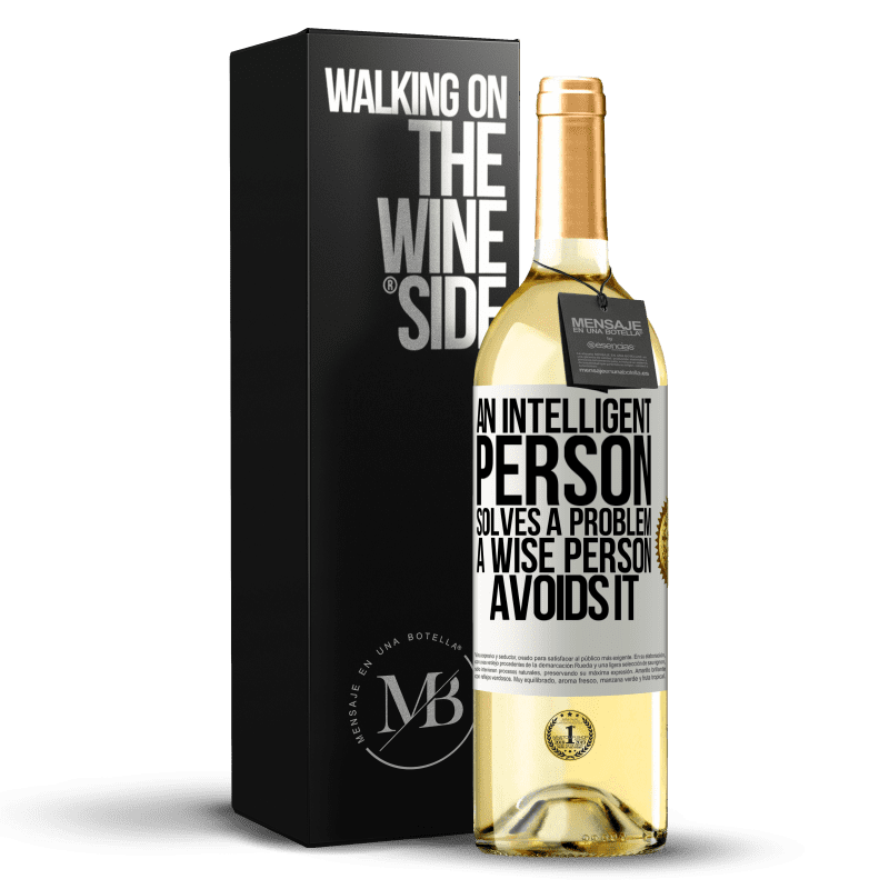 29,95 € Free Shipping | White Wine WHITE Edition An intelligent person solves a problem. A wise person avoids it White Label. Customizable label Young wine Harvest 2023 Verdejo
