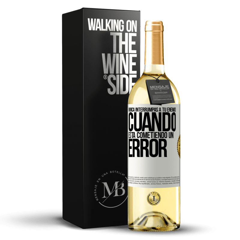 29,95 € Envío gratis | Vino Blanco Edición WHITE Nunca interrumpas a tu enemigo cuando está cometiendo un error Etiqueta Blanca. Etiqueta personalizable Vino joven Cosecha 2024 Verdejo