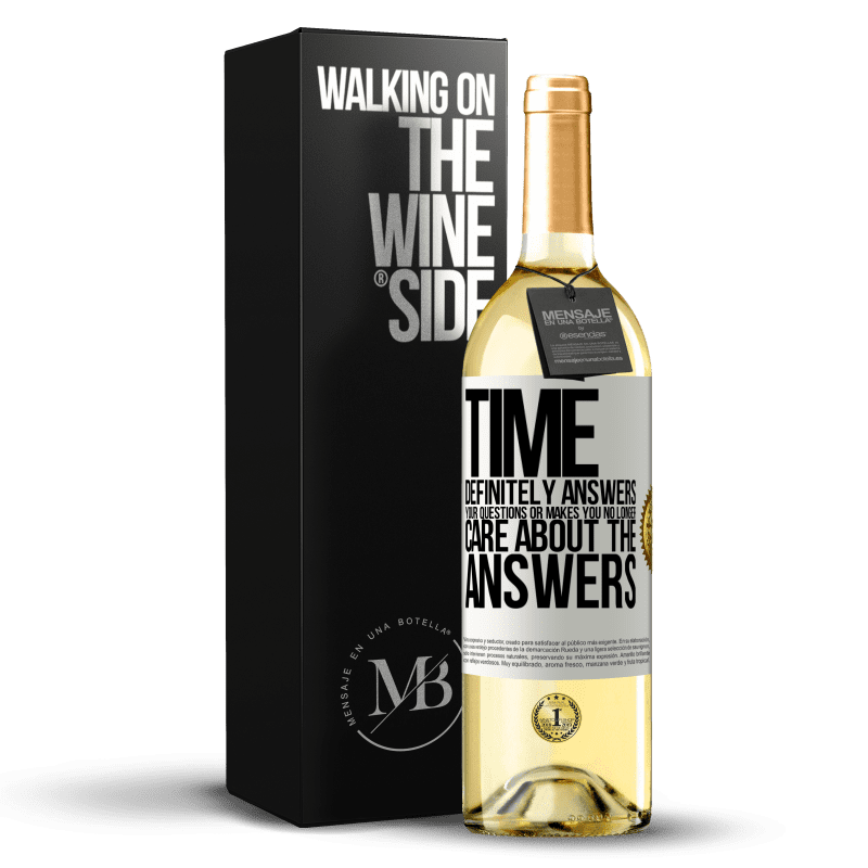 29,95 € Бесплатная доставка | Белое вино Издание WHITE Время определенно отвечает на ваши вопросы или заставляет вас больше не заботиться об ответах Белая этикетка. Настраиваемая этикетка Молодое вино Урожай 2023 Verdejo