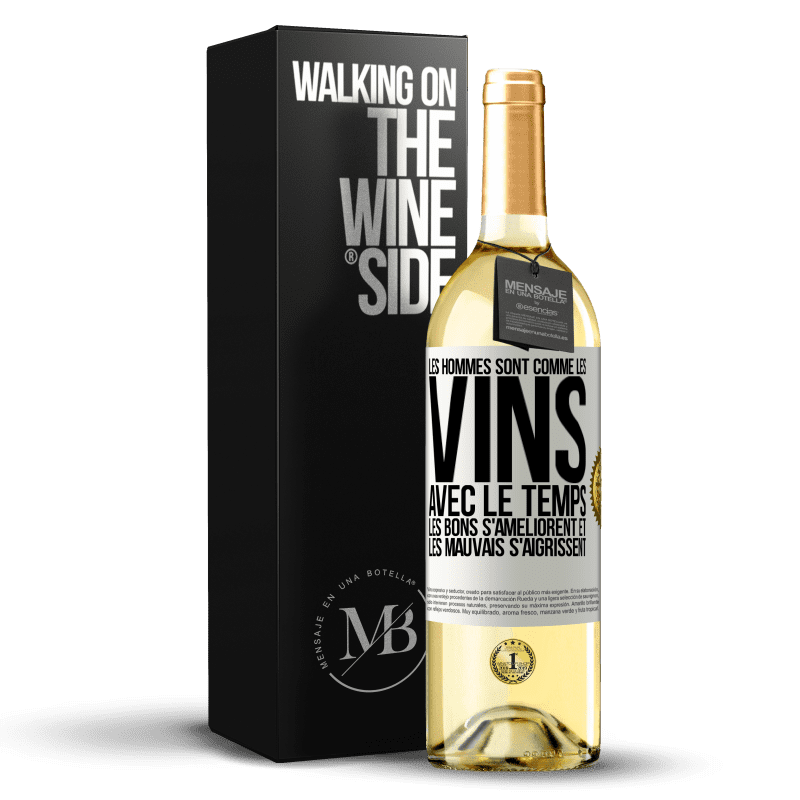29,95 € Envoi gratuit | Vin blanc Édition WHITE Les hommes sont comme les vins : avec le temps, les bons s'améliorent et les mauvais s'aigrissent Étiquette Blanche. Étiquette personnalisable Vin jeune Récolte 2023 Verdejo