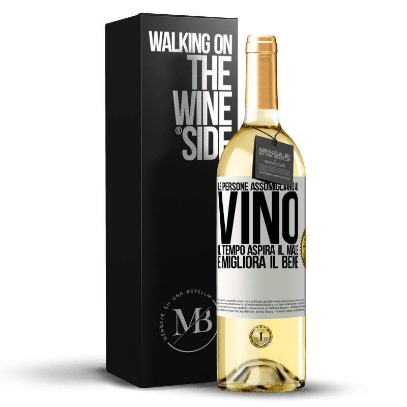 29,95 € Spedizione Gratuita | Vino bianco Edizione WHITE Le persone assomigliano al vino. Il tempo aspira il male e migliora il bene Etichetta Bianca. Etichetta personalizzabile Vino giovane Raccogliere 2025 Verdejo