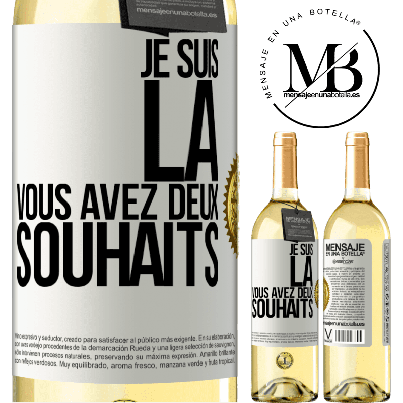 29,95 € Envoi gratuit | Vin blanc Édition WHITE Je suis là. Il ne te reste plus que deux voeux Étiquette Blanche. Étiquette personnalisable Vin jeune Récolte 2024 Verdejo