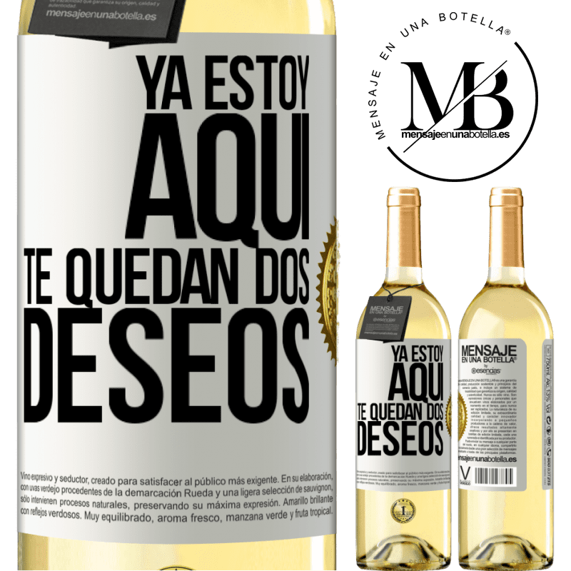 29,95 € Envío gratis | Vino Blanco Edición WHITE Ya estoy aquí. Te quedan dos deseos Etiqueta Blanca. Etiqueta personalizable Vino joven Cosecha 2024 Verdejo