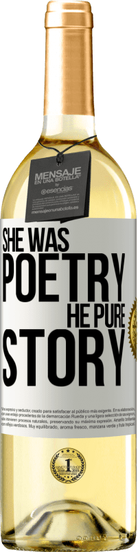 29,95 € Бесплатная доставка | Белое вино Издание WHITE Она была поэзией, он чистая история Белая этикетка. Настраиваемая этикетка Молодое вино Урожай 2023 Verdejo