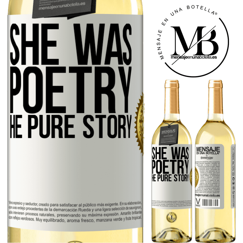 29,95 € Free Shipping | White Wine WHITE Edition She was poetry, he pure story White Label. Customizable label Young wine Harvest 2022 Verdejo