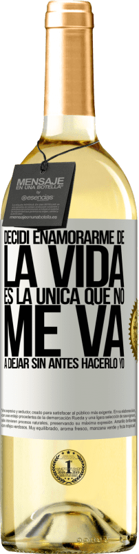 29,95 € | Vino Blanco Edición WHITE Decidí enamorarme de la vida. Es la única que no me va a dejar sin antes hacerlo yo Etiqueta Blanca. Etiqueta personalizable Vino joven Cosecha 2024 Verdejo