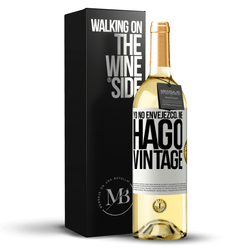 29,95 € Envío gratis | Vino Blanco Edición WHITE Yo no envejezco, me hago vintage Etiqueta Blanca. Etiqueta personalizable Vino joven Cosecha 2025 Verdejo