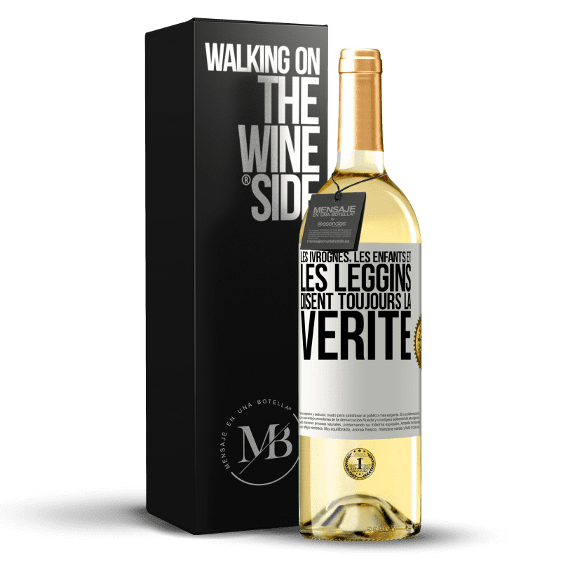 29,95 € Envoi gratuit | Vin blanc Édition WHITE Les ivrognes, les enfants et les leggins disent toujours la vérité Étiquette Blanche. Étiquette personnalisable Vin jeune Récolte 2024 Verdejo