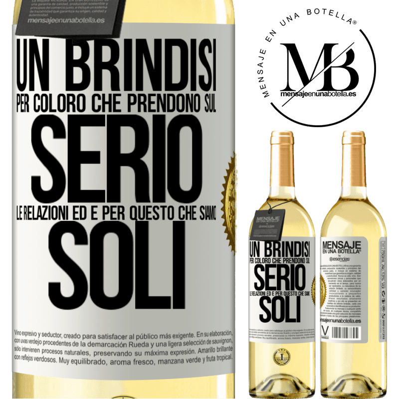 29,95 € Spedizione Gratuita | Vino bianco Edizione WHITE Un brindisi per coloro che prendono sul serio le relazioni ed è per questo che siamo soli Etichetta Bianca. Etichetta personalizzabile Vino giovane Raccogliere 2023 Verdejo