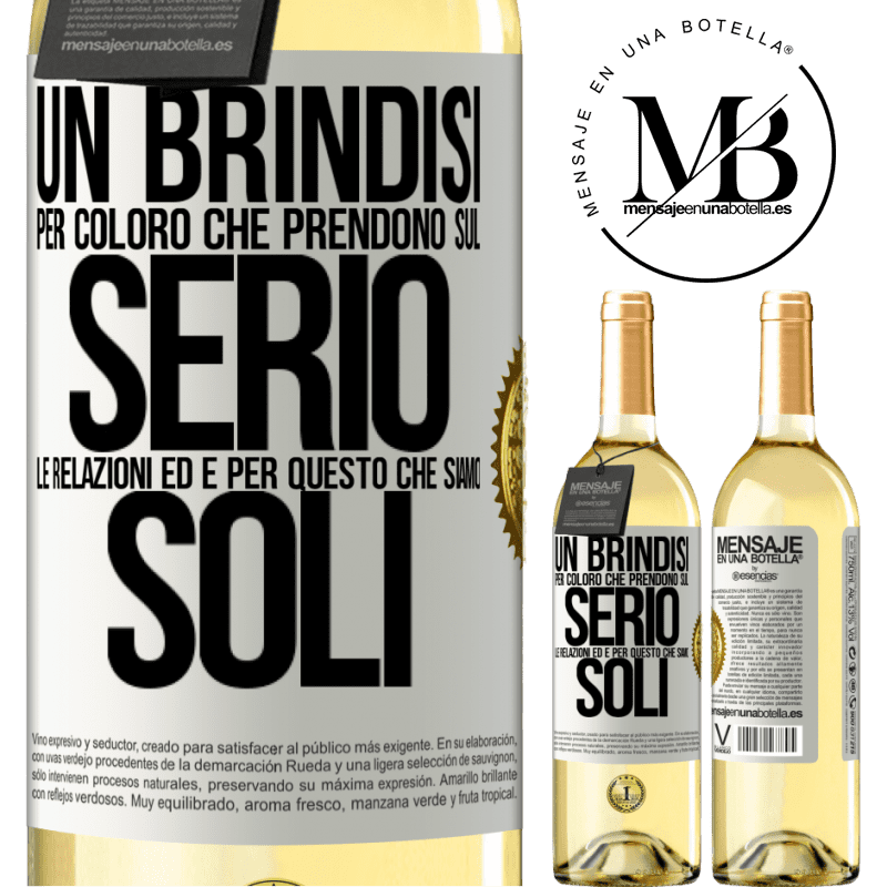29,95 € Spedizione Gratuita | Vino bianco Edizione WHITE Un brindisi per coloro che prendono sul serio le relazioni ed è per questo che siamo soli Etichetta Bianca. Etichetta personalizzabile Vino giovane Raccogliere 2025 Verdejo