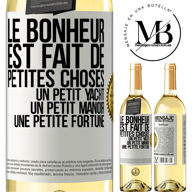 29,95 € Envoi gratuit | Vin blanc Édition WHITE Le bonheur est fait de petites choses: un petit yacht, un petit manoir, une petite fortune Étiquette Blanche. Étiquette personnalisable Vin jeune Récolte 2023 Verdejo