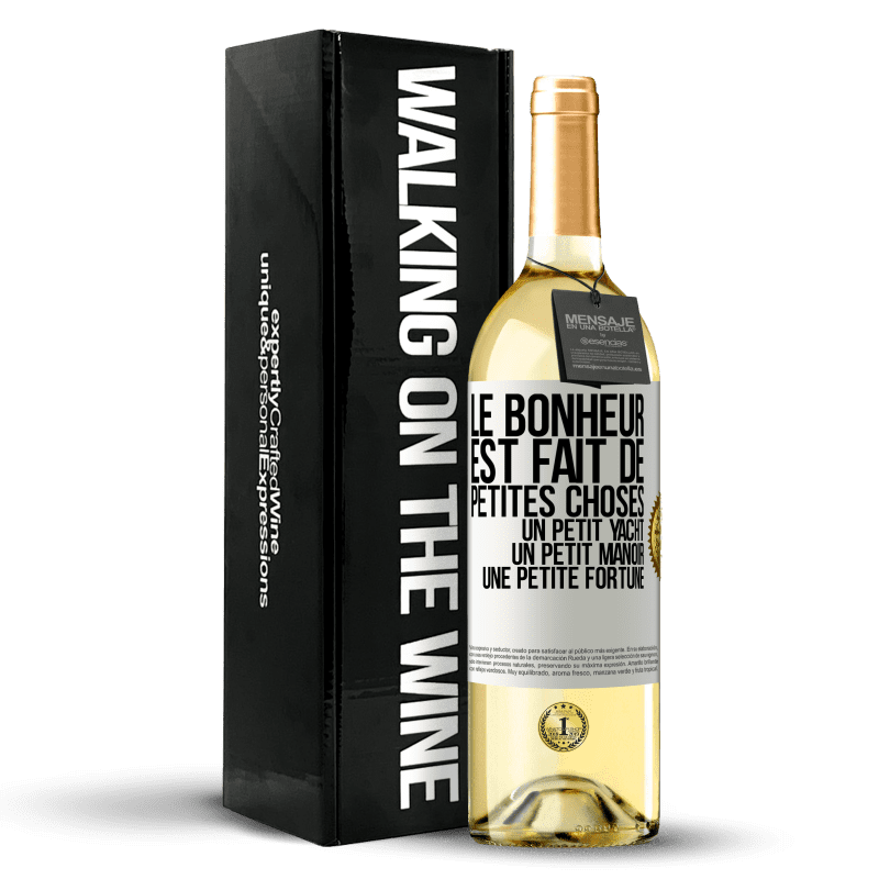 29,95 € Envoi gratuit | Vin blanc Édition WHITE Le bonheur est fait de petites choses: un petit yacht, un petit manoir, une petite fortune Étiquette Blanche. Étiquette personnalisable Vin jeune Récolte 2025 Verdejo