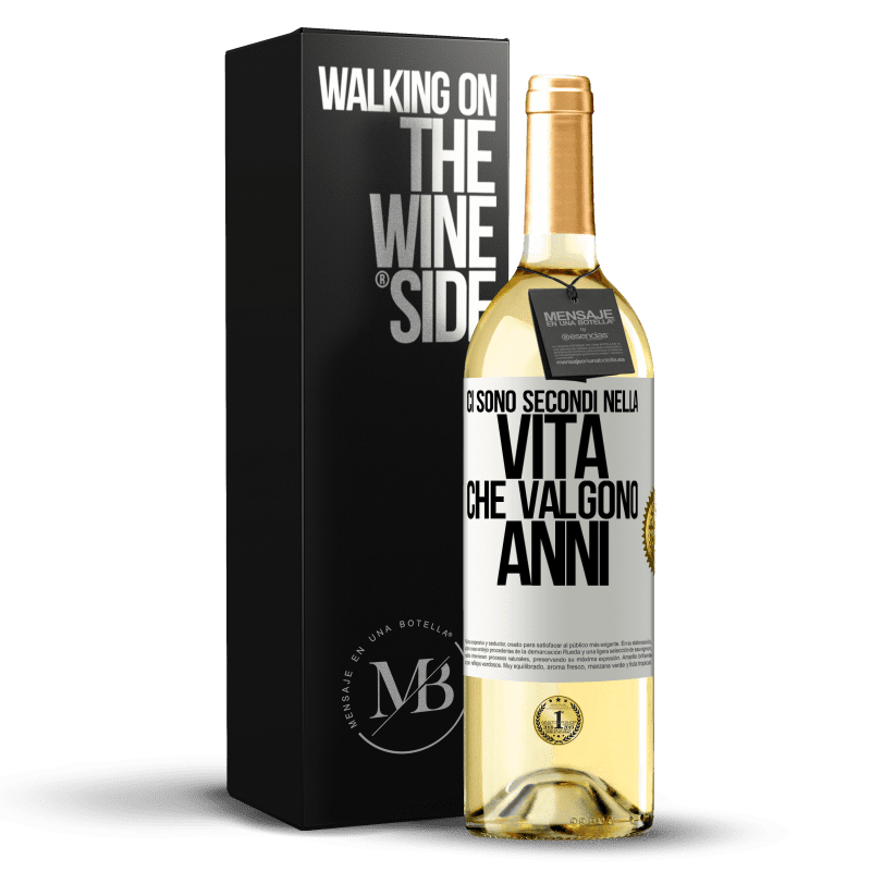 29,95 € Spedizione Gratuita | Vino bianco Edizione WHITE Ci sono secondi nella vita che valgono anni Etichetta Bianca. Etichetta personalizzabile Vino giovane Raccogliere 2025 Verdejo