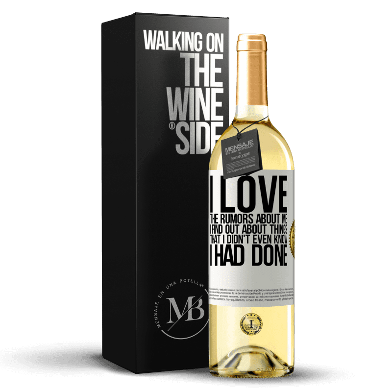 29,95 € Free Shipping | White Wine WHITE Edition I love the rumors about me, I find out about things that I didn't even know I had done White Label. Customizable label Young wine Harvest 2023 Verdejo