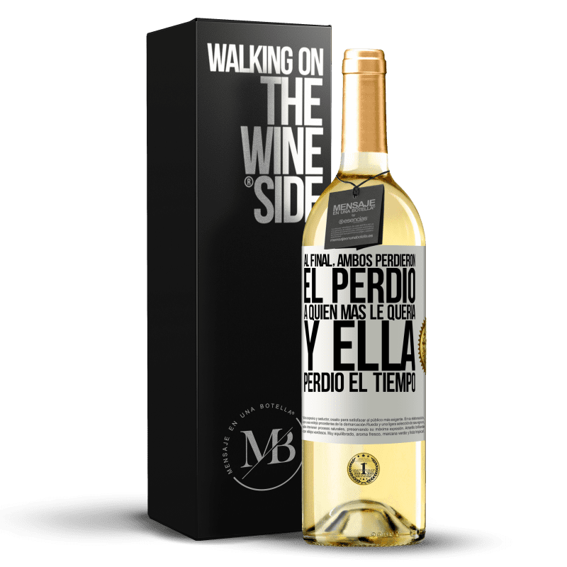 29,95 € Envío gratis | Vino Blanco Edición WHITE Al final, ambos perdieron. El perdió a quien más le quería, y ella perdió el tiempo Etiqueta Blanca. Etiqueta personalizable Vino joven Cosecha 2024 Verdejo