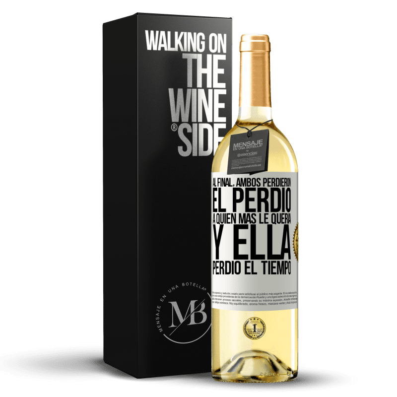 29,95 € Envío gratis | Vino Blanco Edición WHITE Al final, ambos perdieron. El perdió a quien más le quería, y ella perdió el tiempo Etiqueta Blanca. Etiqueta personalizable Vino joven Cosecha 2025 Verdejo
