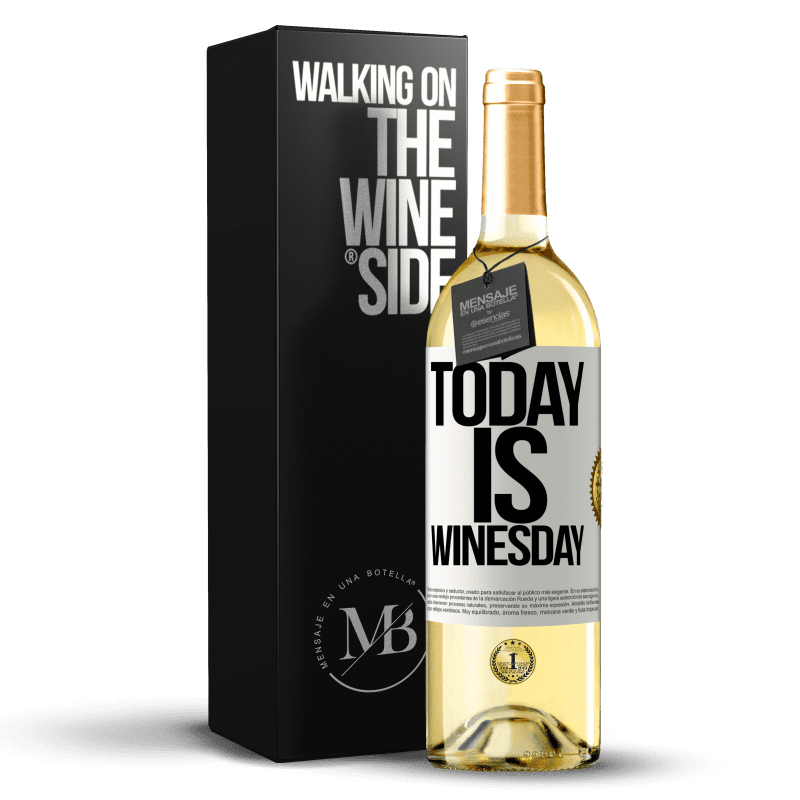 29,95 € Envío gratis | Vino Blanco Edición WHITE Today is winesday! Etiqueta Blanca. Etiqueta personalizable Vino joven Cosecha 2023 Verdejo
