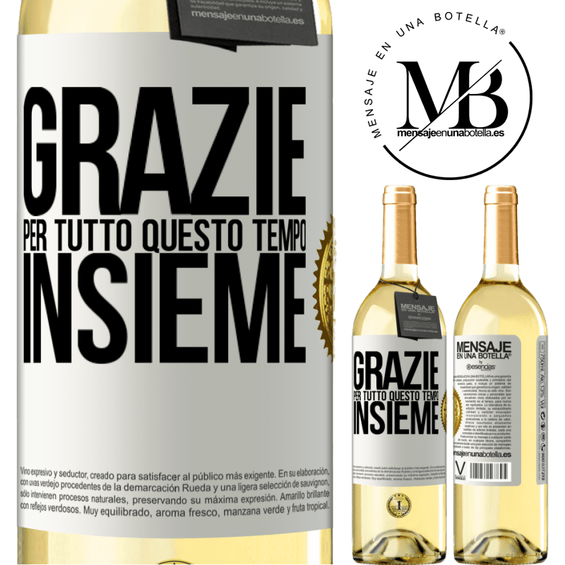 29,95 € Spedizione Gratuita | Vino bianco Edizione WHITE Grazie per tutto questo tempo insieme Etichetta Bianca. Etichetta personalizzabile Vino giovane Raccogliere 2023 Verdejo