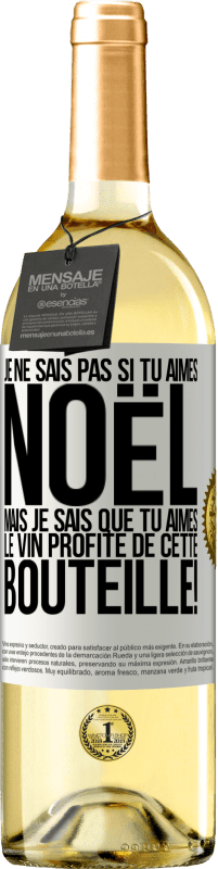 29,95 € | Vin blanc Édition WHITE Je ne sais pas si tu aimes Noël mais je sais que tu aimes le vin. Profite de cette bouteille! Étiquette Blanche. Étiquette personnalisable Vin jeune Récolte 2024 Verdejo