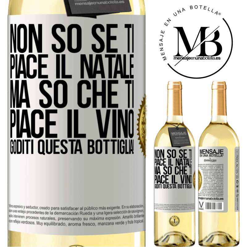 29,95 € Spedizione Gratuita | Vino bianco Edizione WHITE Non so se ti piace il Natale, ma so che ti piace il vino. Goditi questa bottiglia! Etichetta Bianca. Etichetta personalizzabile Vino giovane Raccogliere 2023 Verdejo