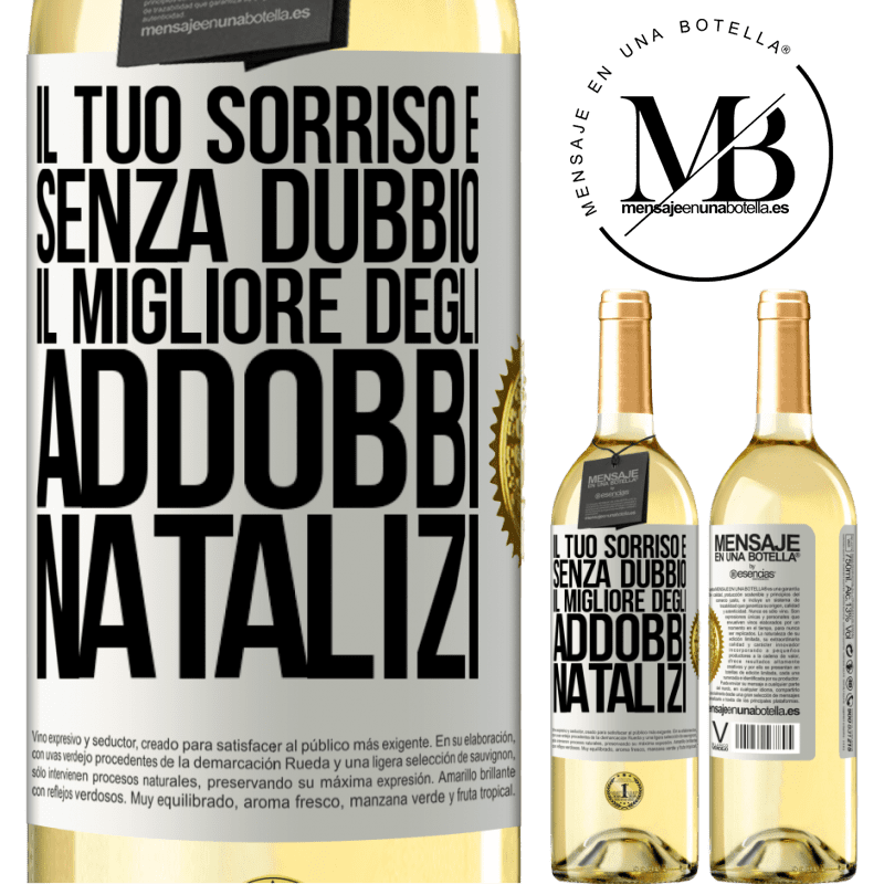 29,95 € Spedizione Gratuita | Vino bianco Edizione WHITE Il tuo sorriso è, senza dubbio, il migliore degli addobbi natalizi Etichetta Bianca. Etichetta personalizzabile Vino giovane Raccogliere 2023 Verdejo