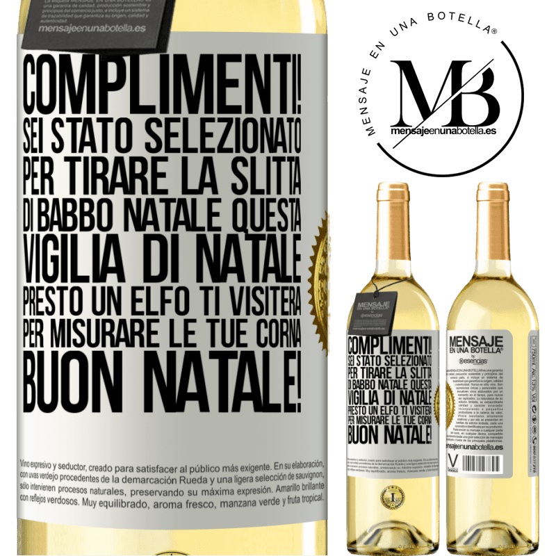 29,95 € Spedizione Gratuita | Vino bianco Edizione WHITE Complimenti! Sei stato selezionato per tirare la slitta di Babbo Natale questa vigilia di Natale. Presto un elfo ti visiterà Etichetta Bianca. Etichetta personalizzabile Vino giovane Raccogliere 2023 Verdejo