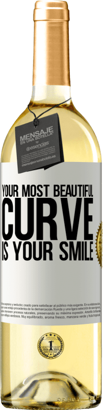29,95 € Бесплатная доставка | Белое вино Издание WHITE Твоя самая красивая кривая - твоя улыбка Белая этикетка. Настраиваемая этикетка Молодое вино Урожай 2023 Verdejo