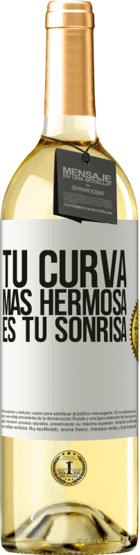 29,95 € Envío gratis | Vino Blanco Edición WHITE Tu curva más hermosa es tu sonrisa Etiqueta Blanca. Etiqueta personalizable Vino joven Cosecha 2024 Verdejo