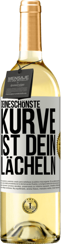29,95 € Kostenloser Versand | Weißwein WHITE Ausgabe Deineschönste Kurve ist dein Lächeln Weißes Etikett. Anpassbares Etikett Junger Wein Ernte 2023 Verdejo