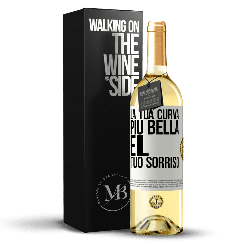 29,95 € Spedizione Gratuita | Vino bianco Edizione WHITE La tua curva più bella è il tuo sorriso Etichetta Bianca. Etichetta personalizzabile Vino giovane Raccogliere 2024 Verdejo