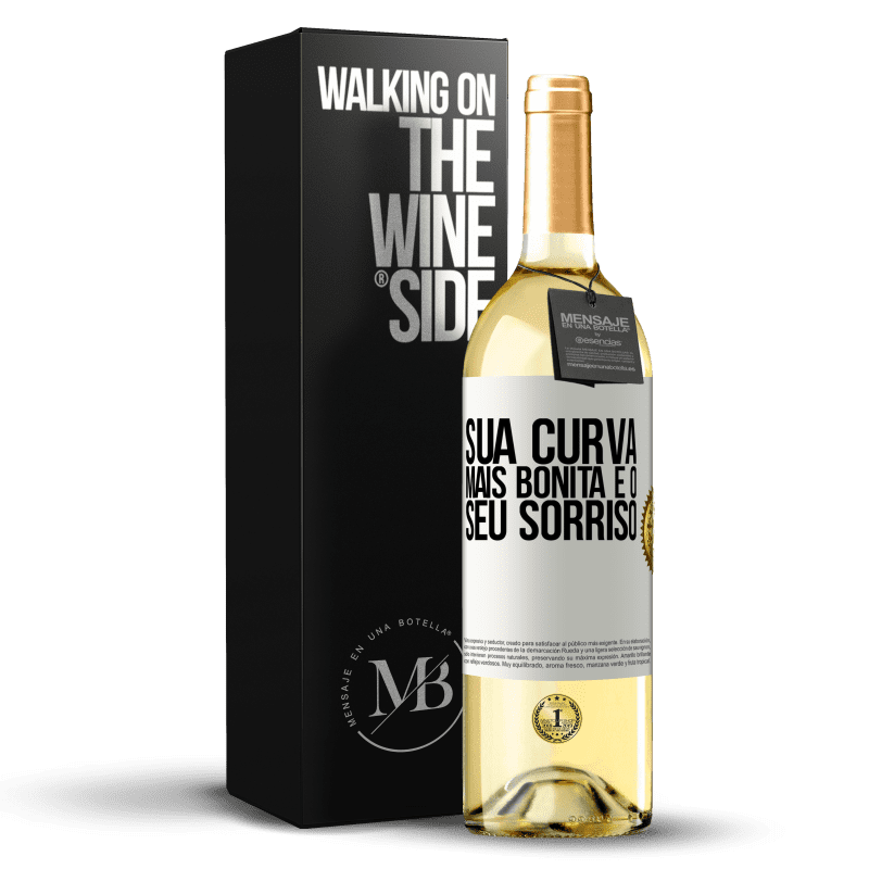 29,95 € Envio grátis | Vinho branco Edição WHITE Sua curva mais bonita é o seu sorriso Etiqueta Branca. Etiqueta personalizável Vinho jovem Colheita 2024 Verdejo