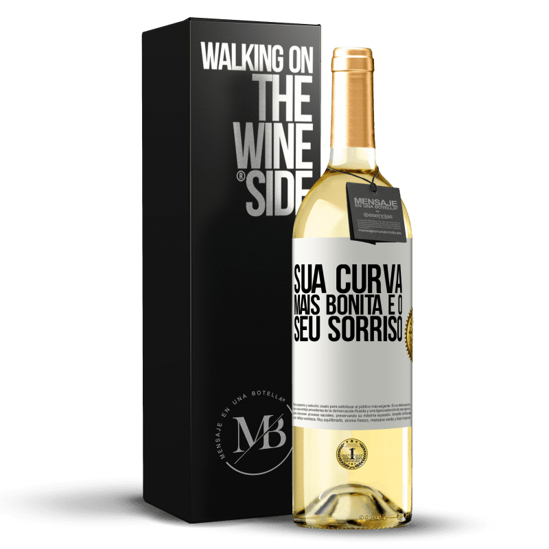 29,95 € Envio grátis | Vinho branco Edição WHITE Sua curva mais bonita é o seu sorriso Etiqueta Branca. Etiqueta personalizável Vinho jovem Colheita 2025 Verdejo