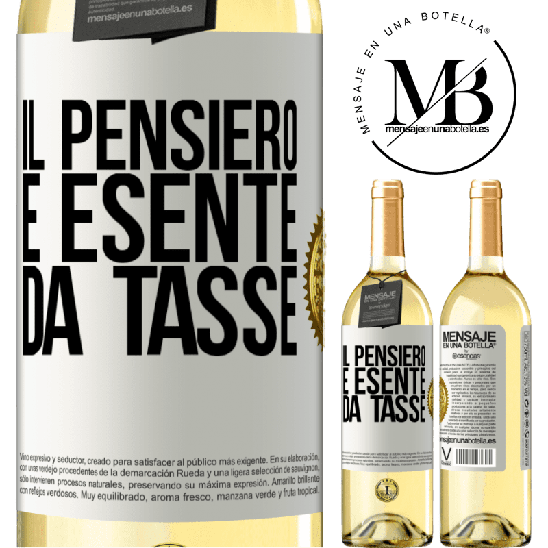 29,95 € Spedizione Gratuita | Vino bianco Edizione WHITE Il pensiero è esente da tasse Etichetta Bianca. Etichetta personalizzabile Vino giovane Raccogliere 2023 Verdejo