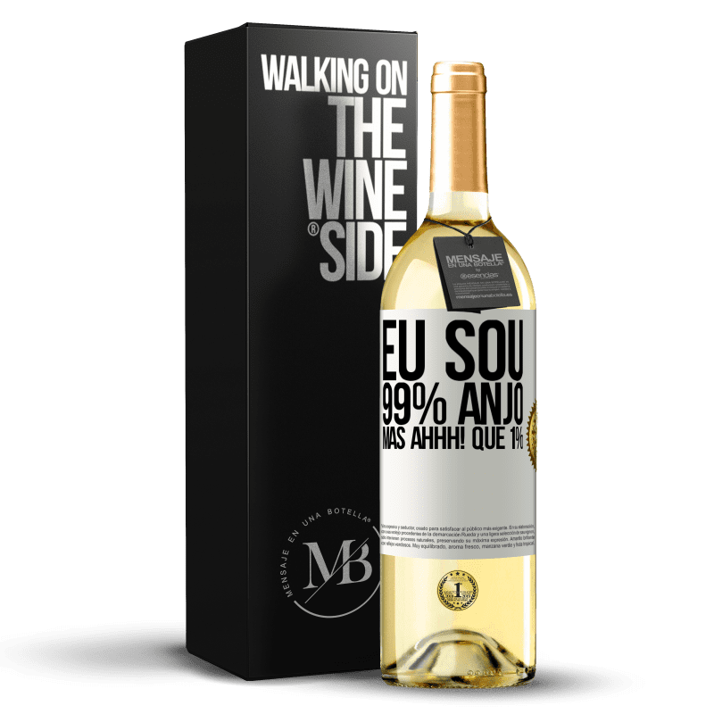 29,95 € Envio grátis | Vinho branco Edição WHITE Eu sou 99% anjo, mas ahhh! que 1% Etiqueta Branca. Etiqueta personalizável Vinho jovem Colheita 2024 Verdejo