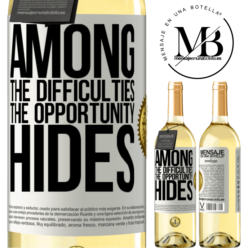 29,95 € Free Shipping | White Wine WHITE Edition Among the difficulties the opportunity hides White Label. Customizable label Young wine Harvest 2022 Verdejo