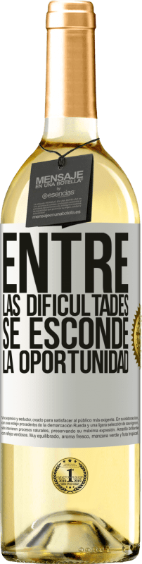 Envío gratis | Vino Blanco Edición WHITE Entre las dificultades se esconde la oportunidad Etiqueta Blanca. Etiqueta personalizable Vino joven Cosecha 2023 Verdejo